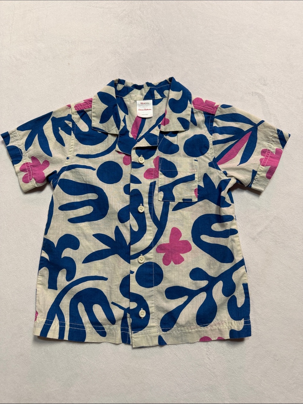 Hannah Andersson woven button front shirt 100% cotton
